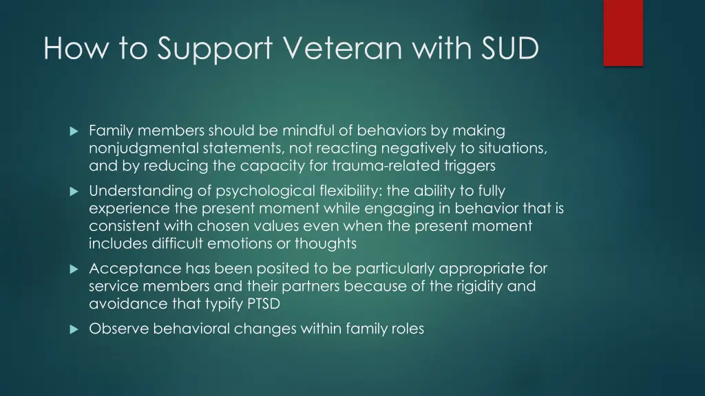 how to support veteran with sud