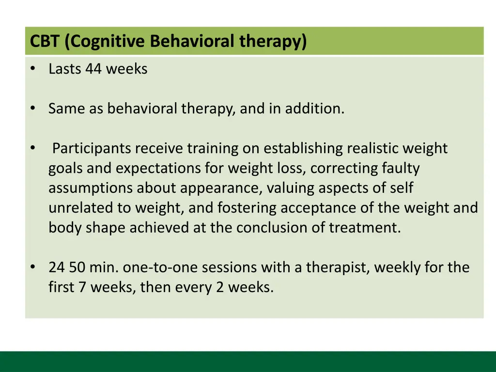 cbt cognitive behavioral therapy lasts 44 weeks
