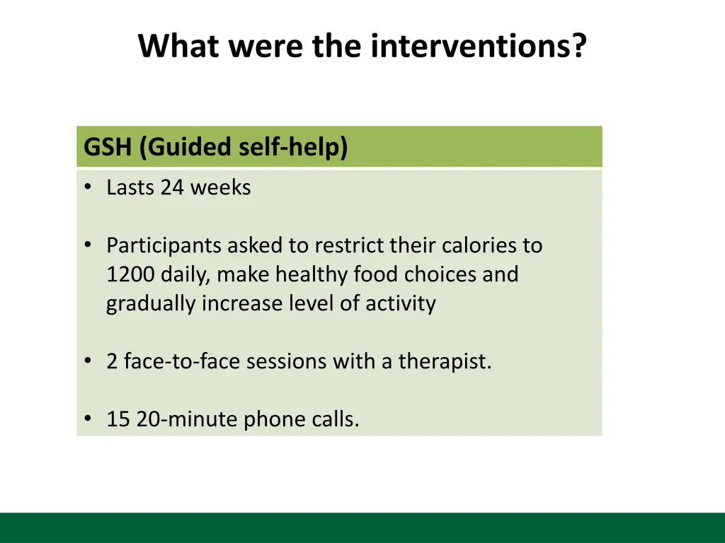 what were the interventions