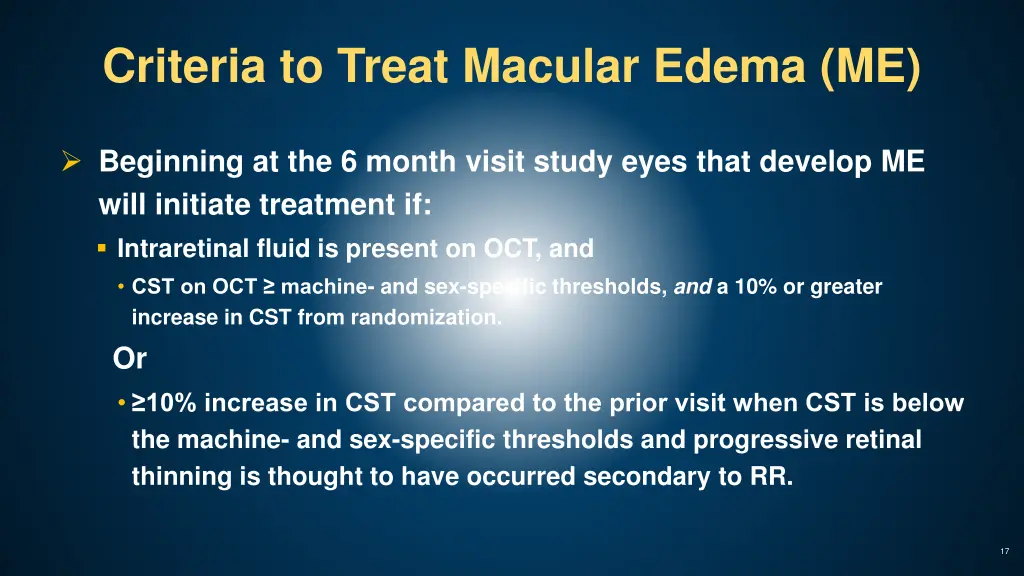 criteria to treat macular edema me