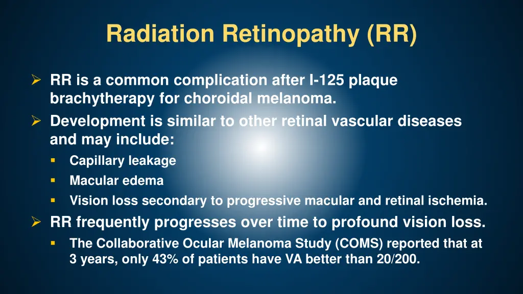 radiation retinopathy rr
