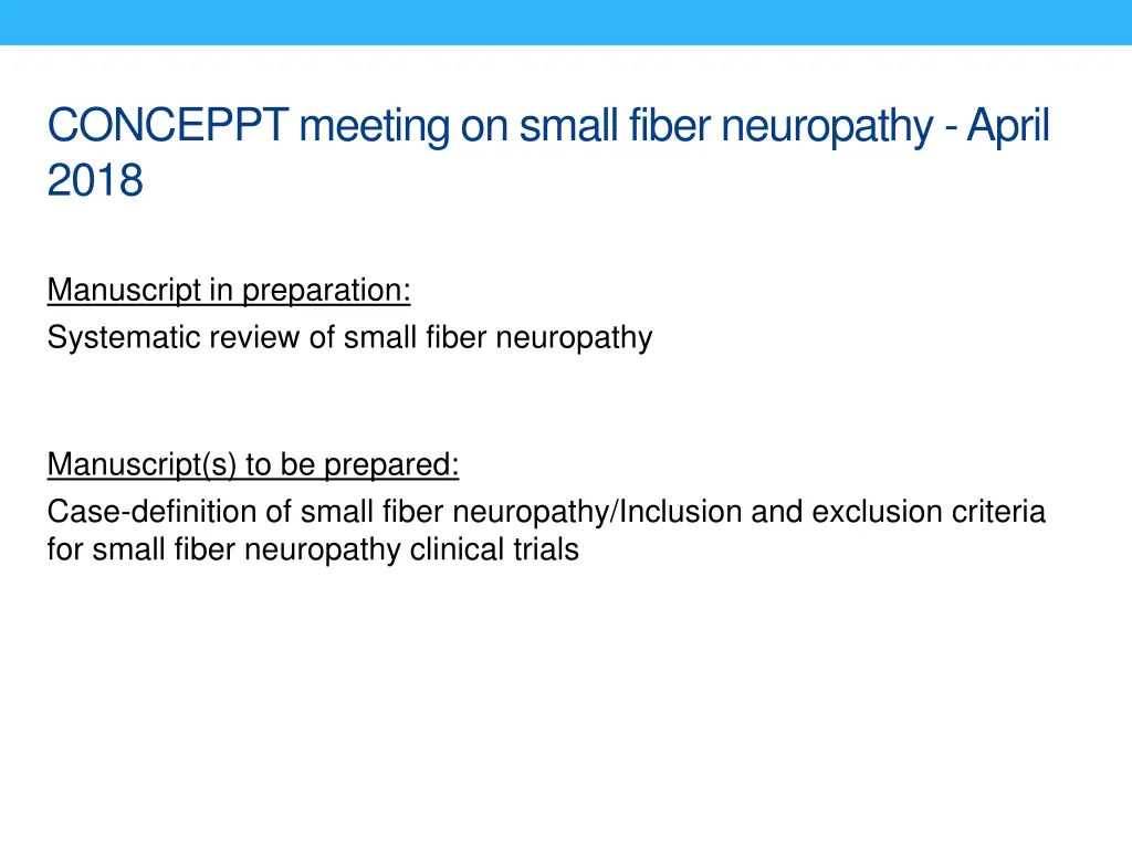 conceppt meeting on small fiber neuropathy april