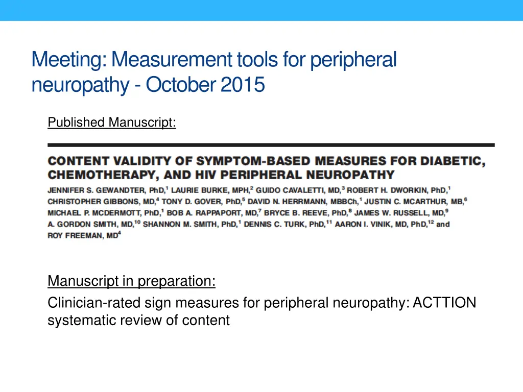 meeting measurement tools for peripheral