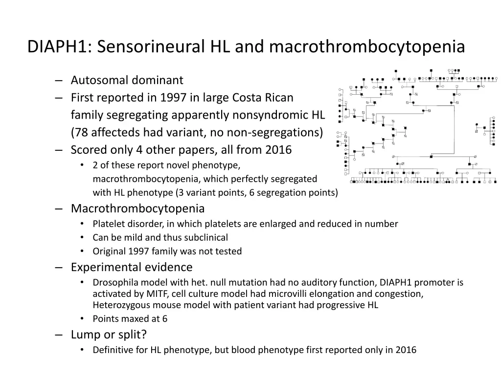diaph1 sensorineural hl and macrothrombocytopenia