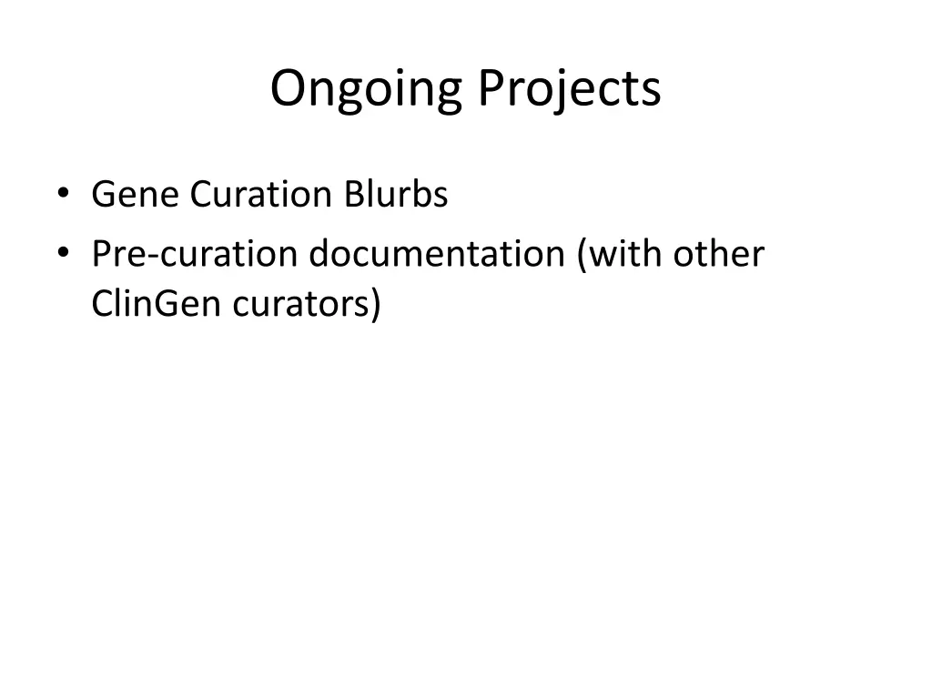 ongoing projects