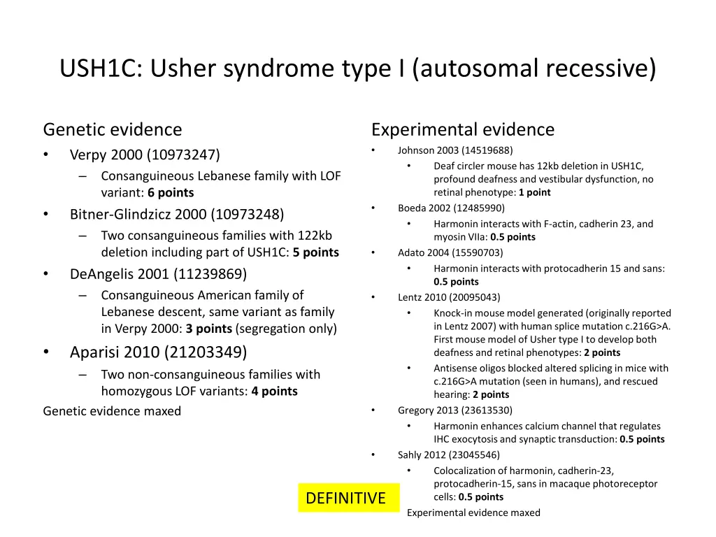 ush1c usher syndrome type i autosomal recessive