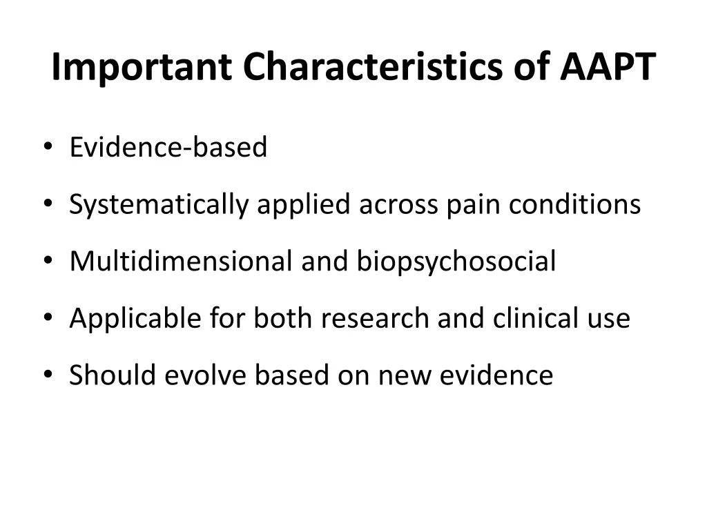 important characteristics of aapt
