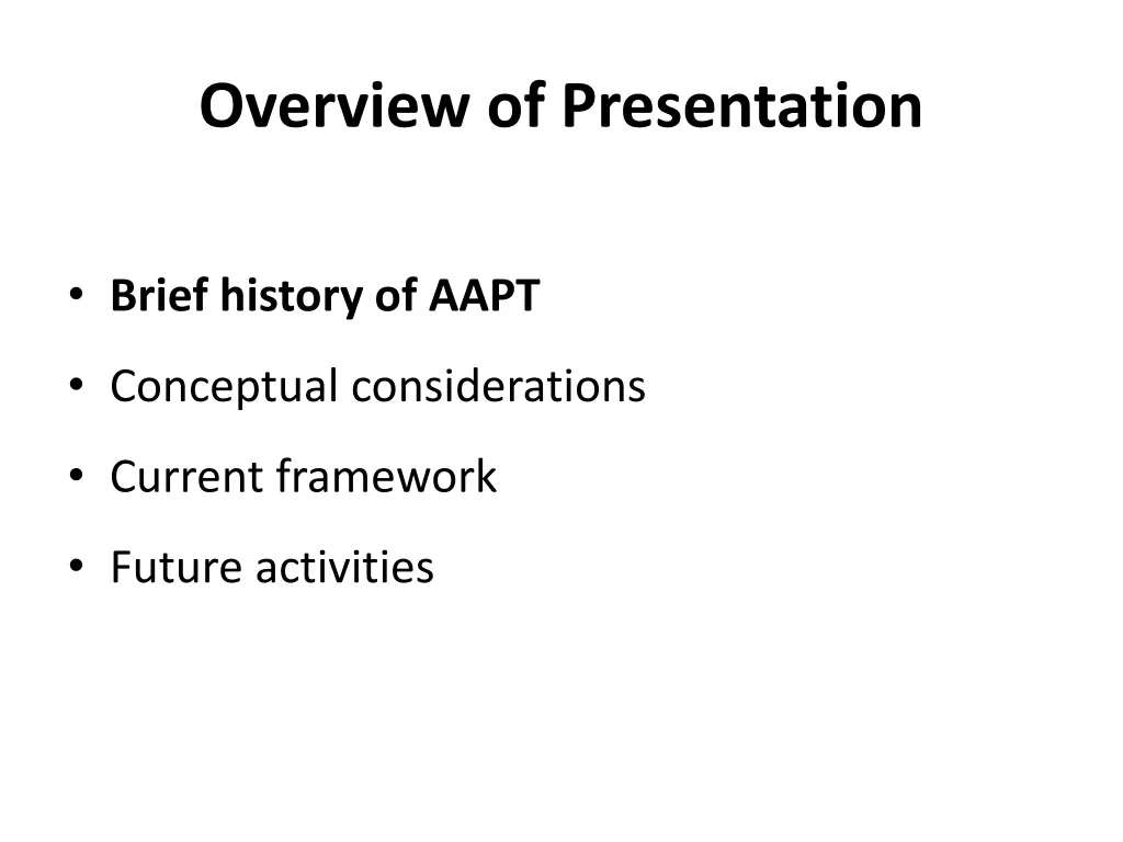 overview of presentation