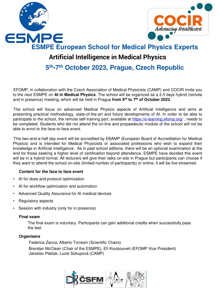 esmpe european school for medical physics experts
