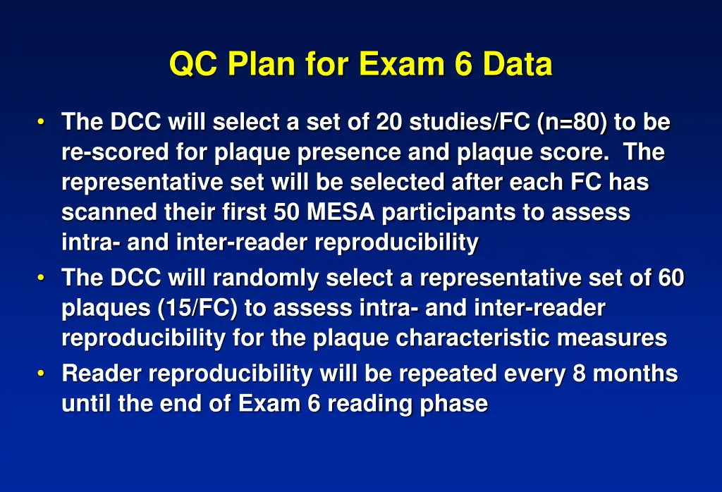 qc plan for exam 6 data