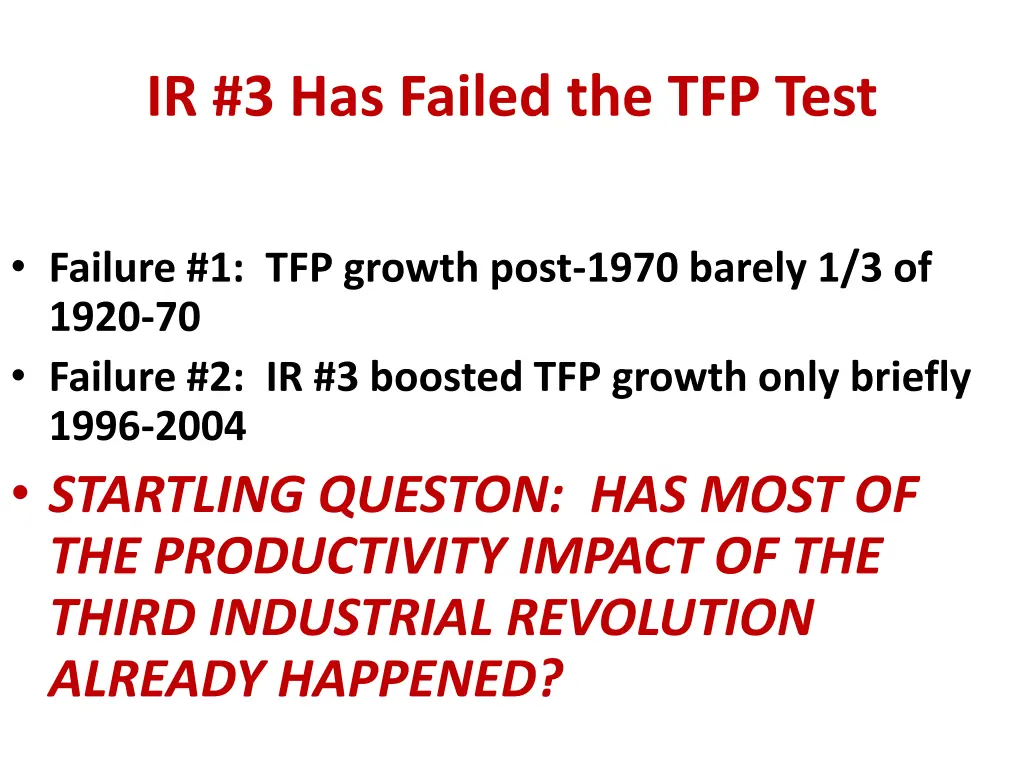 ir 3 has failed the tfp test