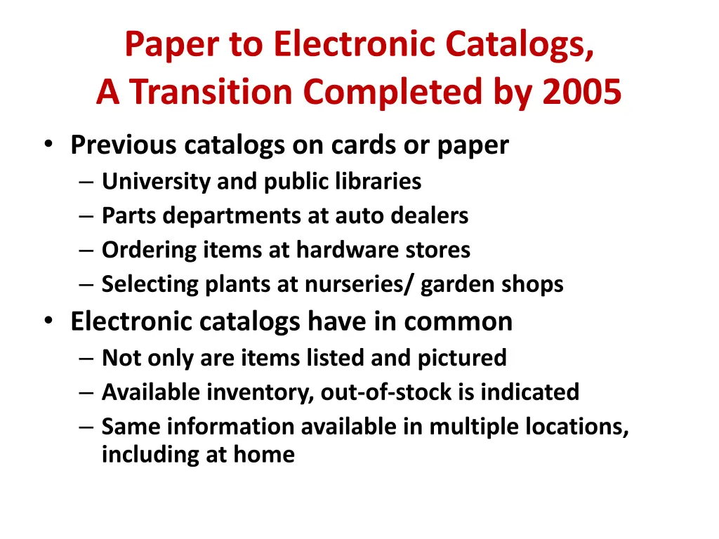 paper to electronic catalogs a transition