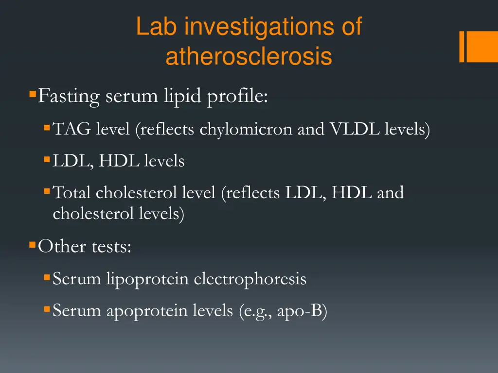 lab investigations of atherosclerosis