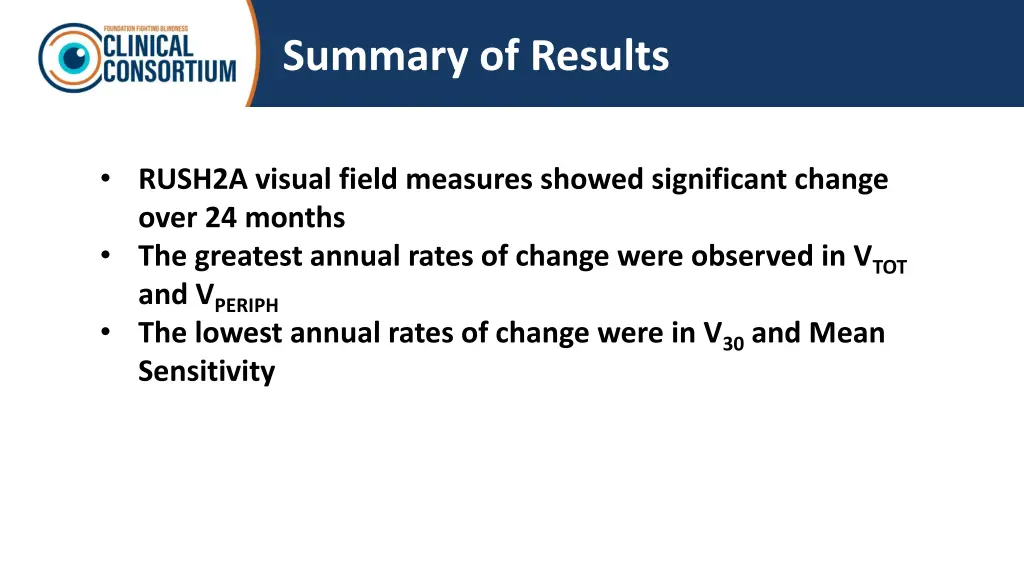 summary of results