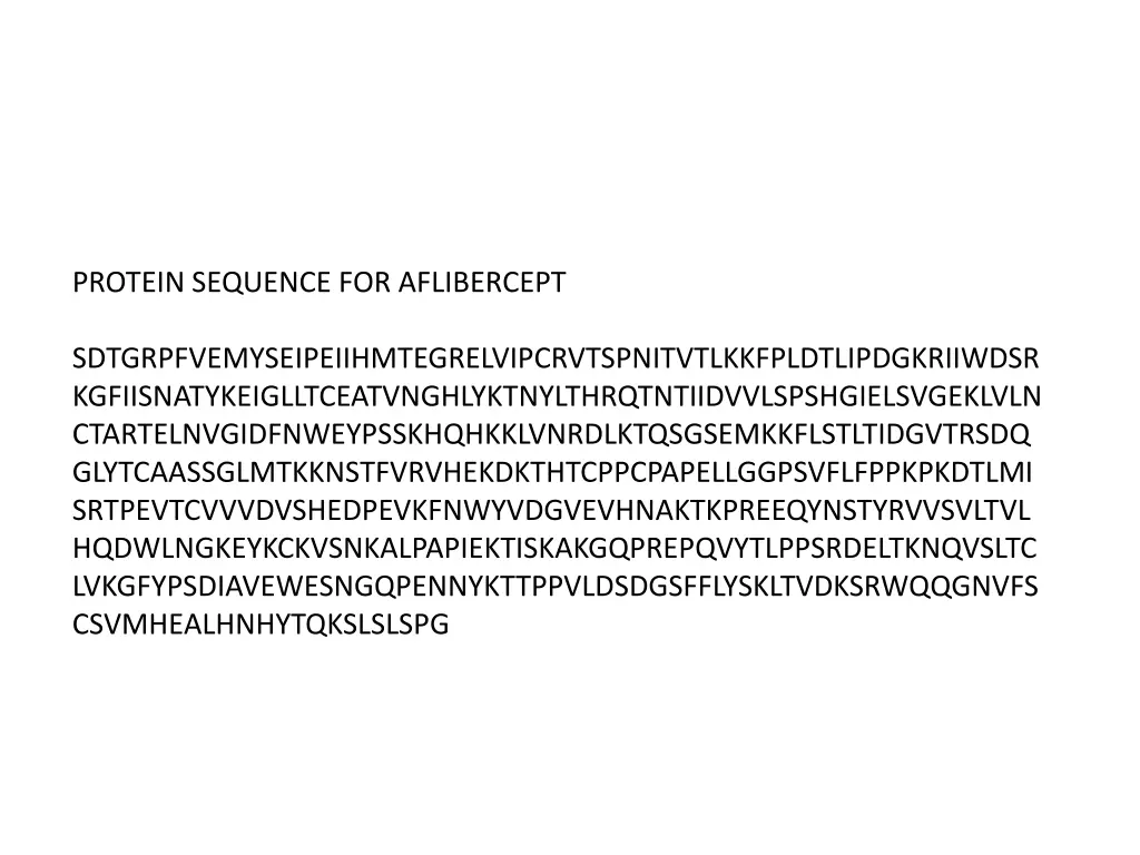 protein sequence for aflibercept