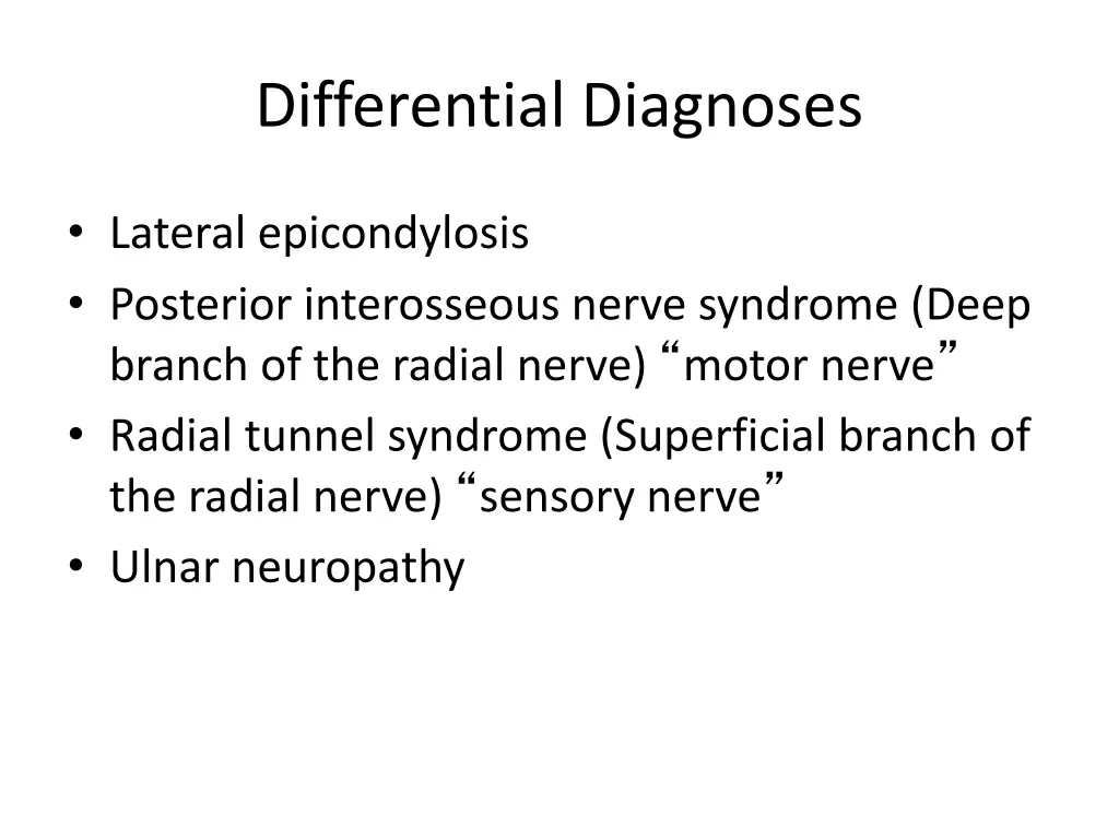 differential diagnoses