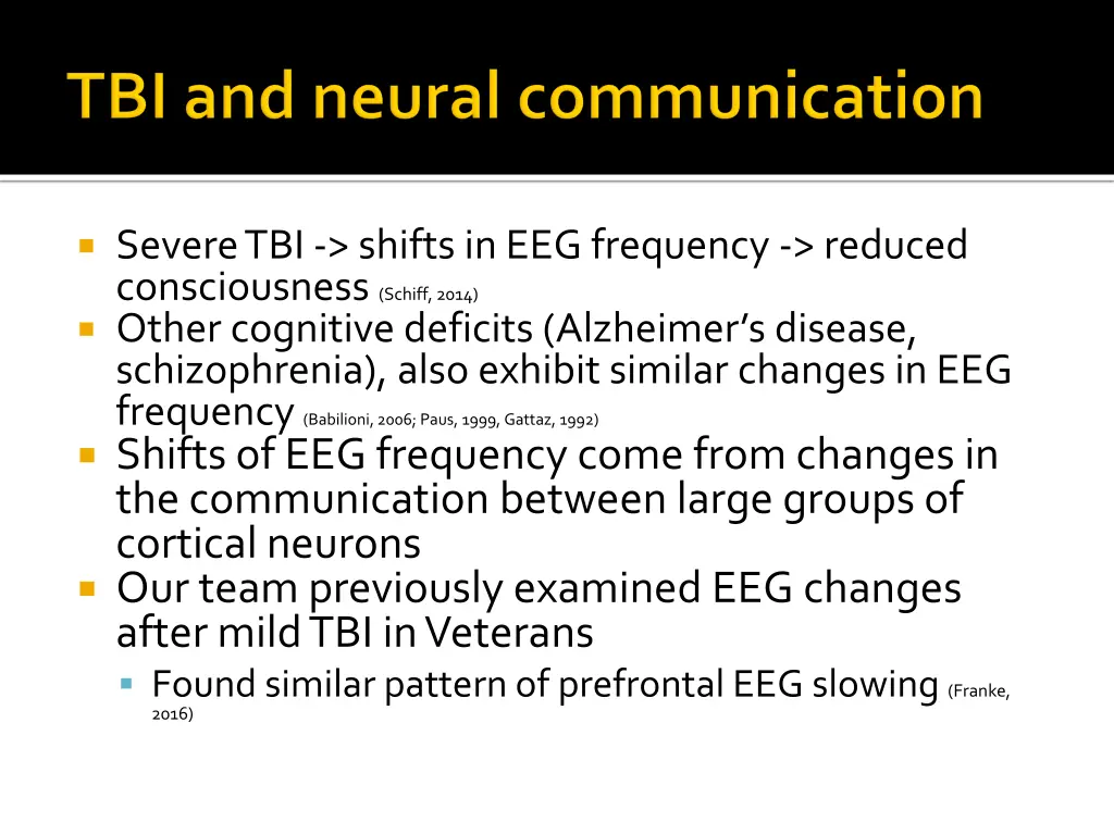 severe tbi shifts in eeg frequency reduced