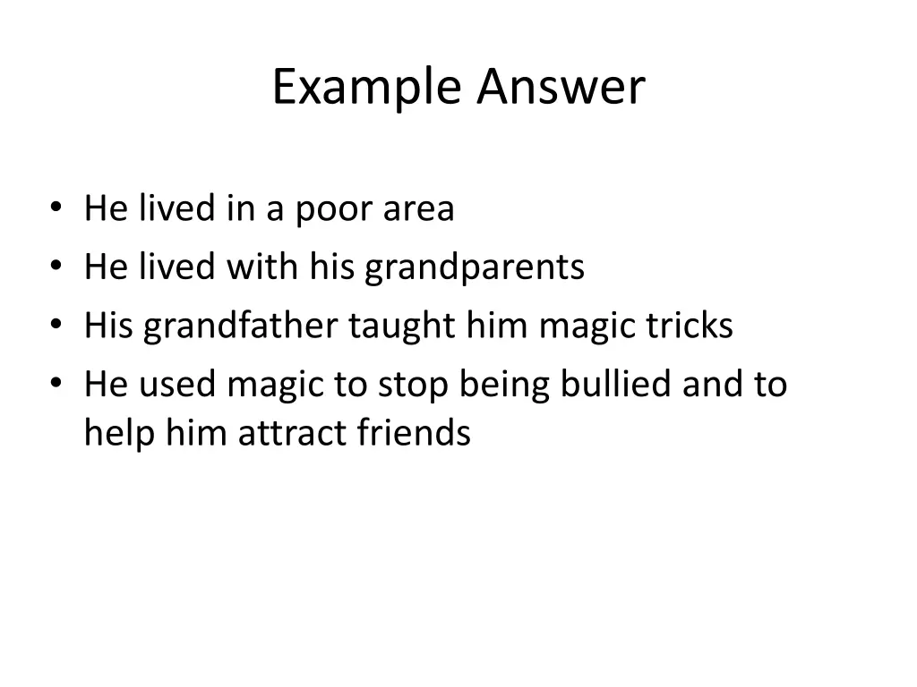 example answer