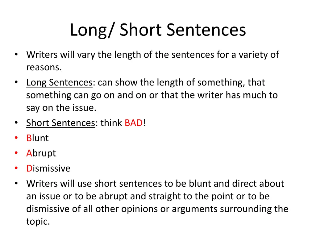 long short sentences