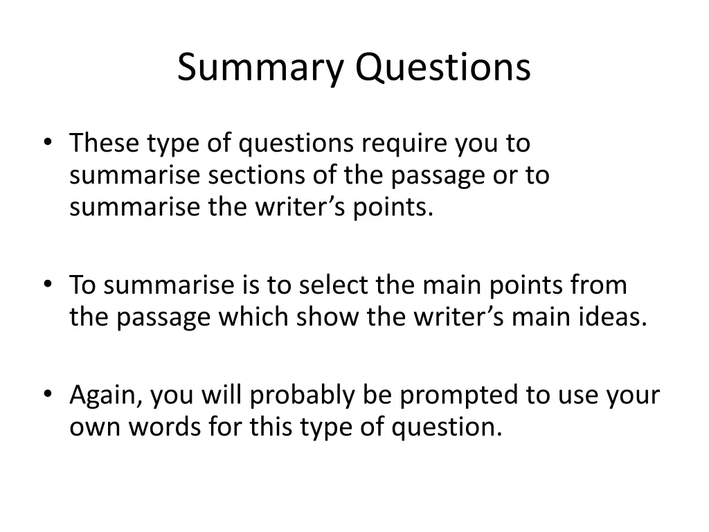 summary questions