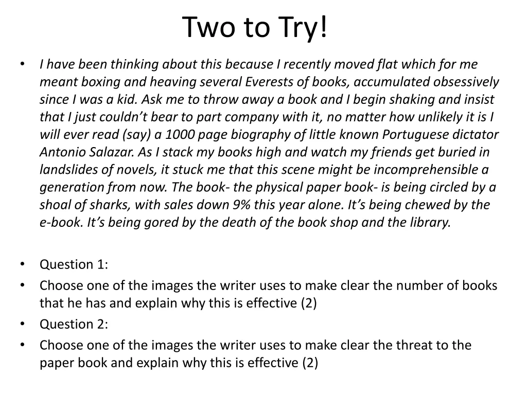 two to try