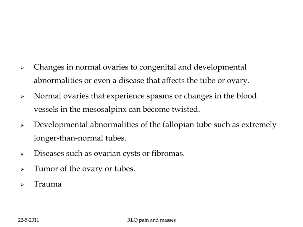 changes in normal ovaries to congenital