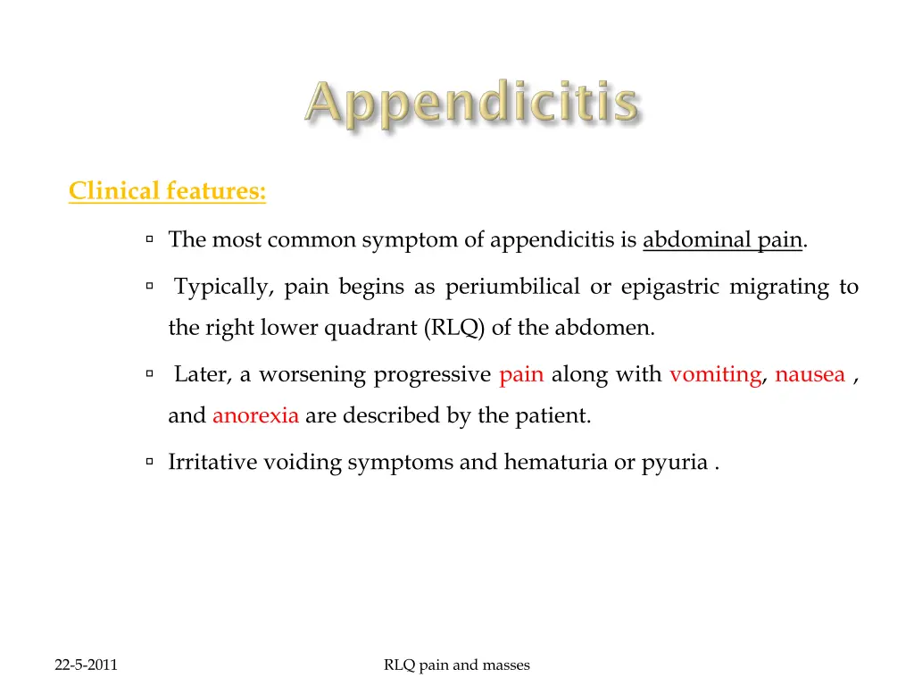 clinical features