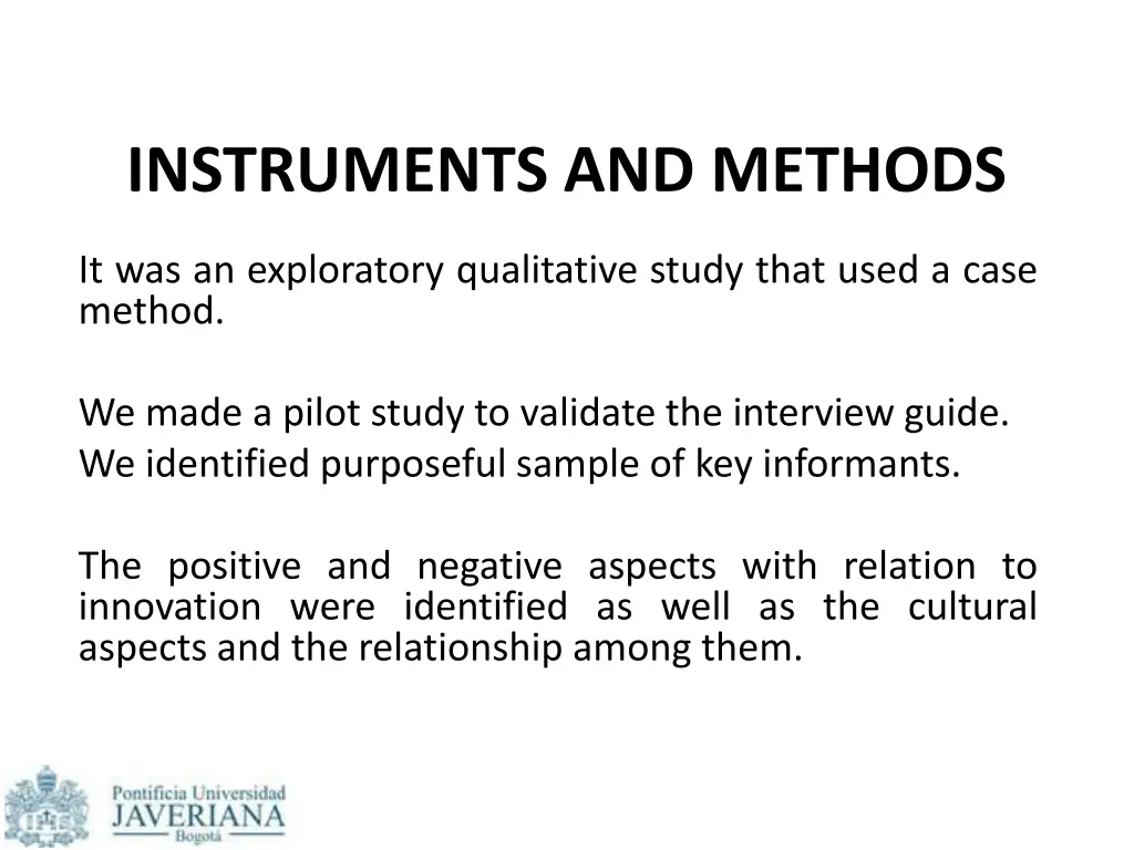 instruments and methods