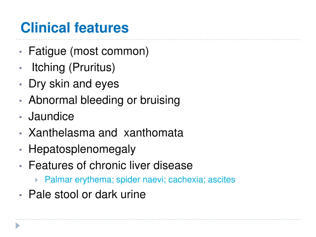 clinical features