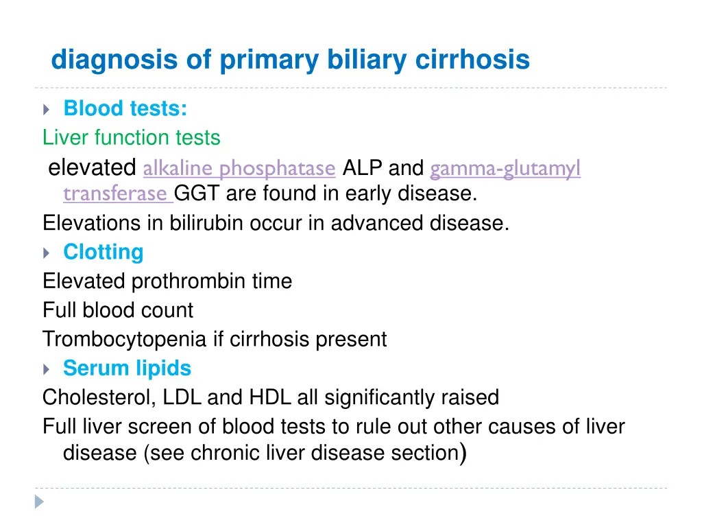 diagnosis of primary biliary cirrhosis