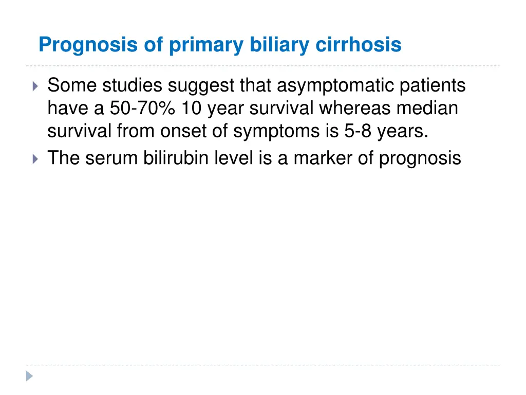 prognosis of primary biliary cirrhosis