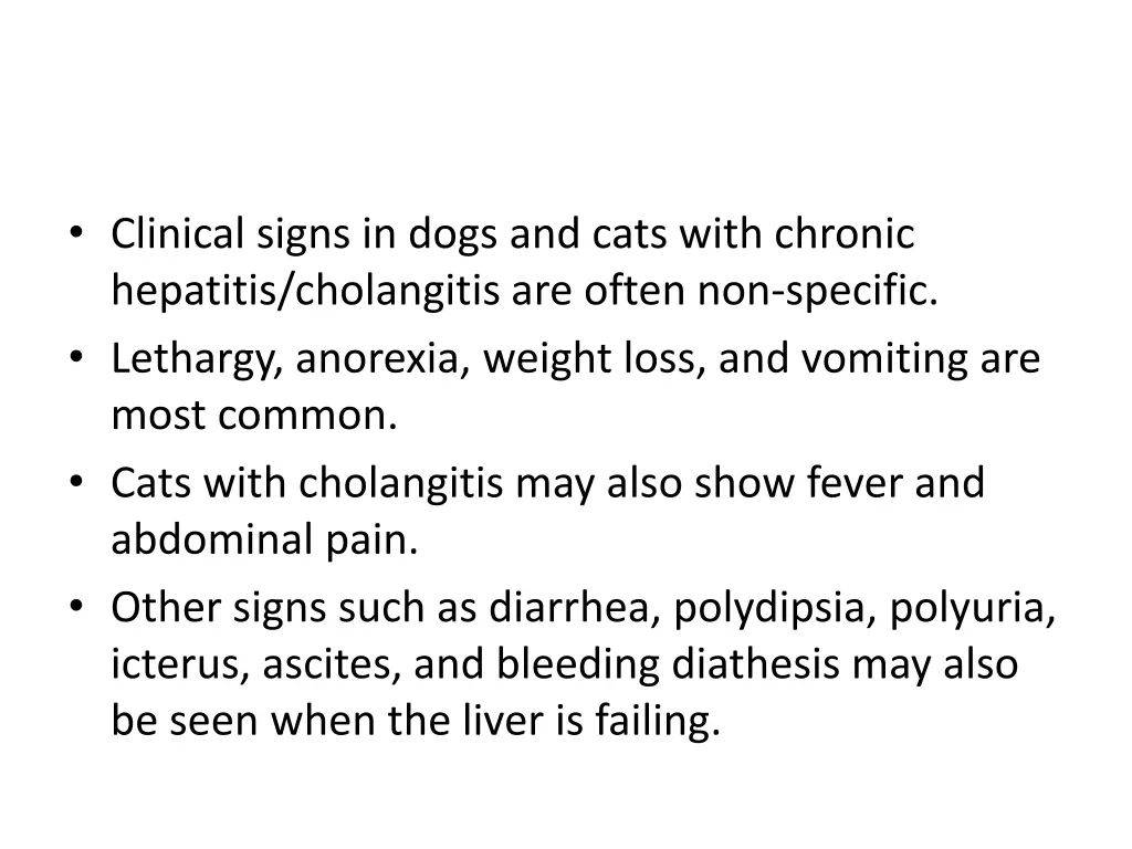 clinical signs in dogs and cats with chronic