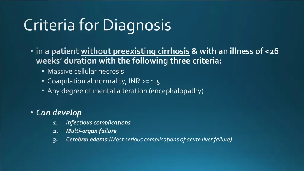 criteria for diagnosis