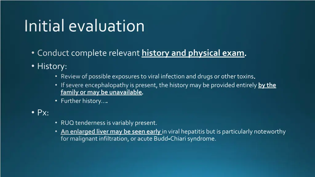 initial evaluation