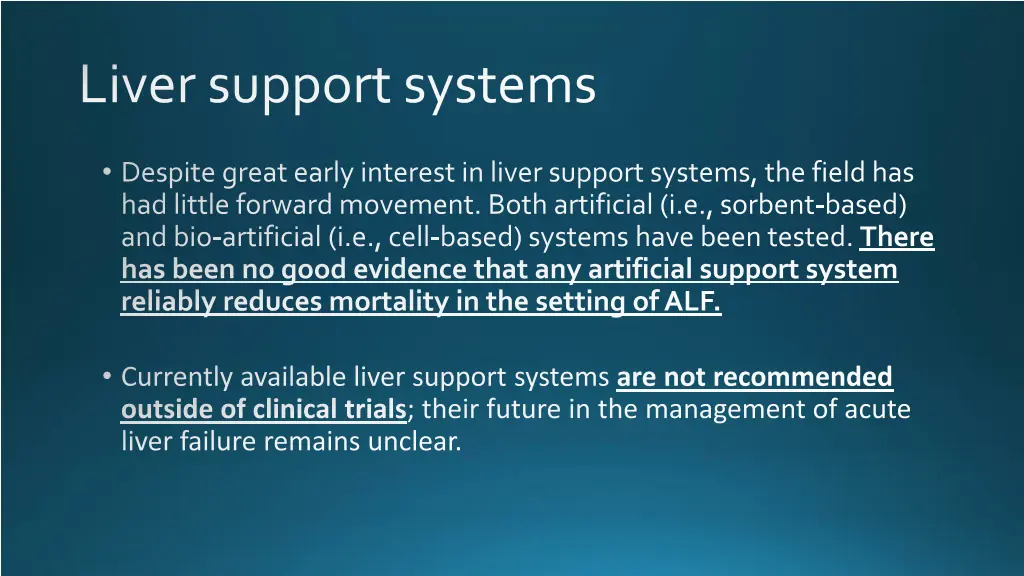 liver support systems