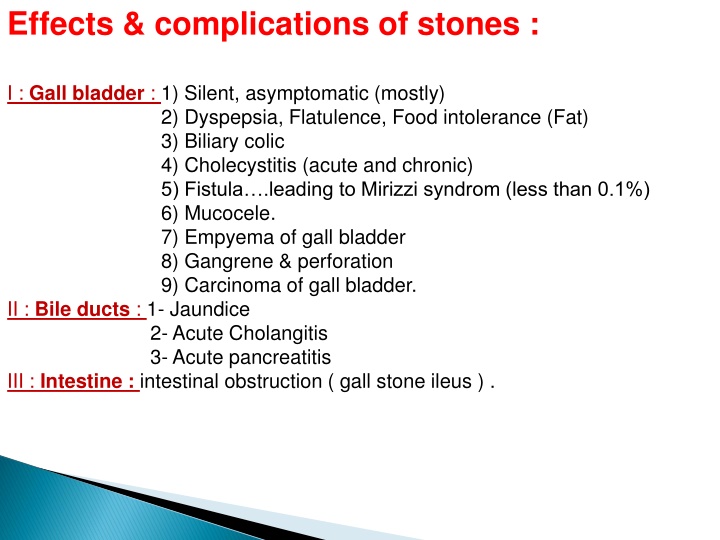 effects complications of stones