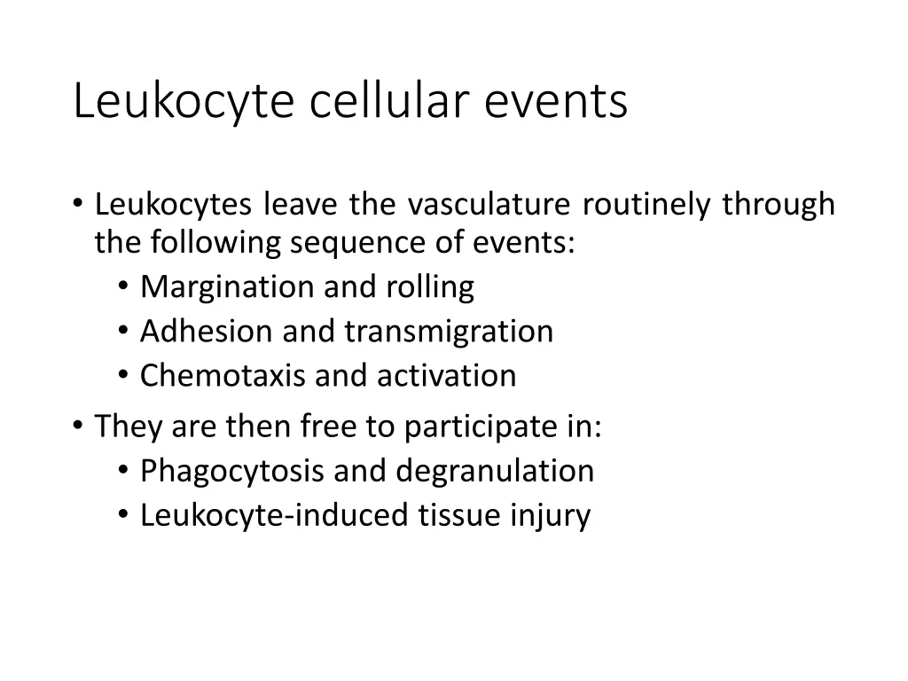 leukocyte cellular events