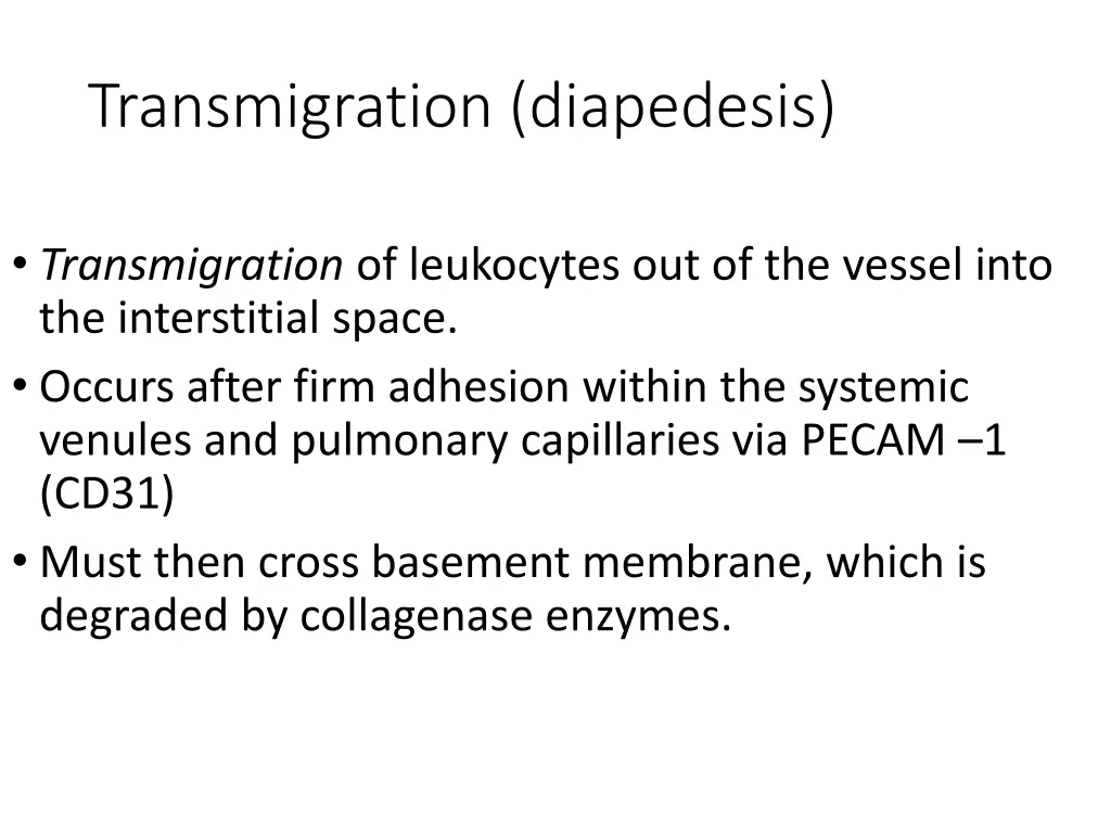 transmigration diapedesis