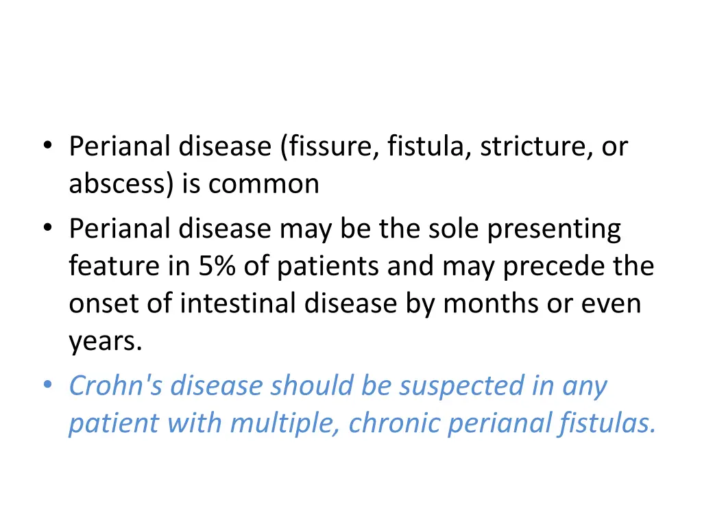 perianal disease fissure fistula stricture