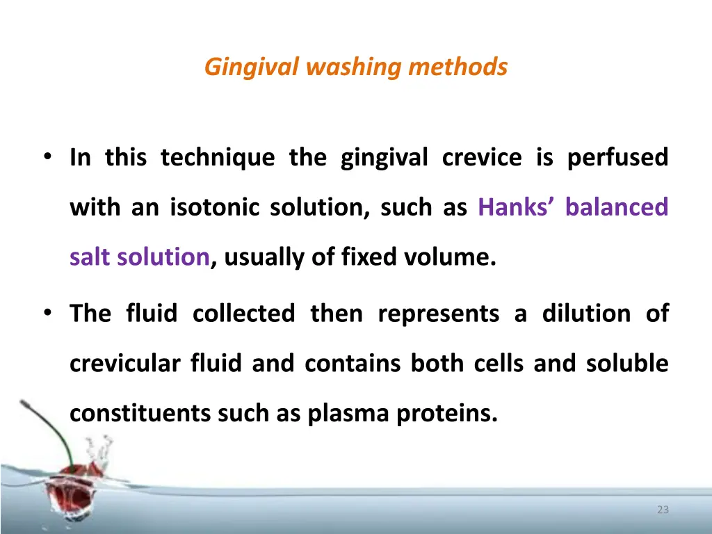gingival washing methods