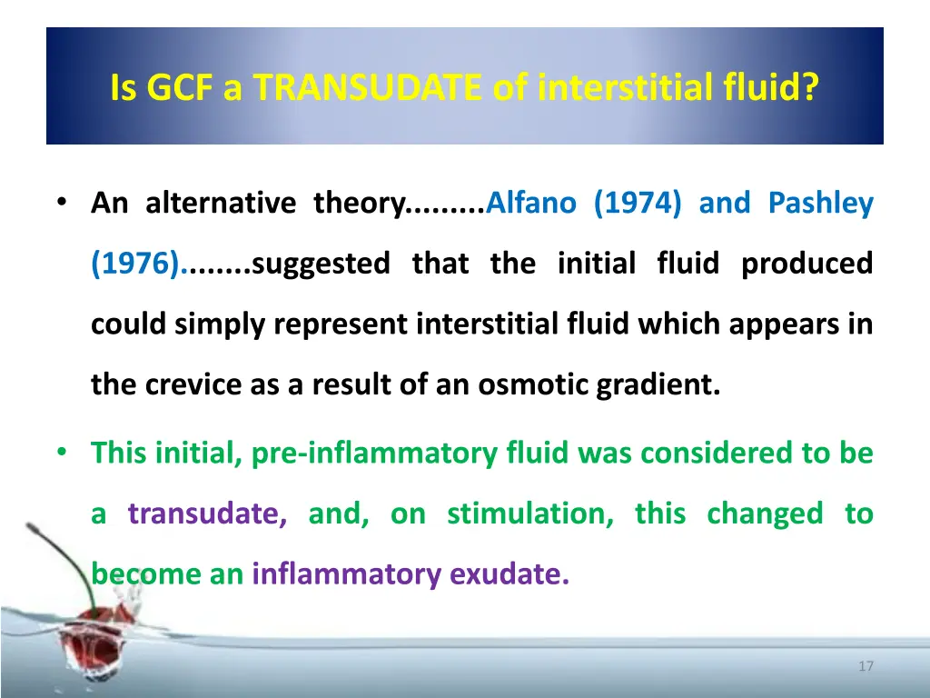 is gcf a transudate of interstitial fluid