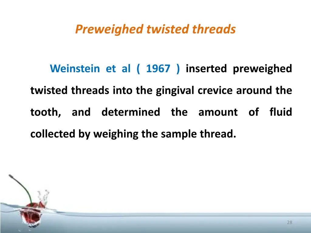 preweighed twisted threads