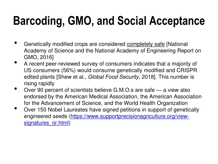 barcoding gmo and social acceptance