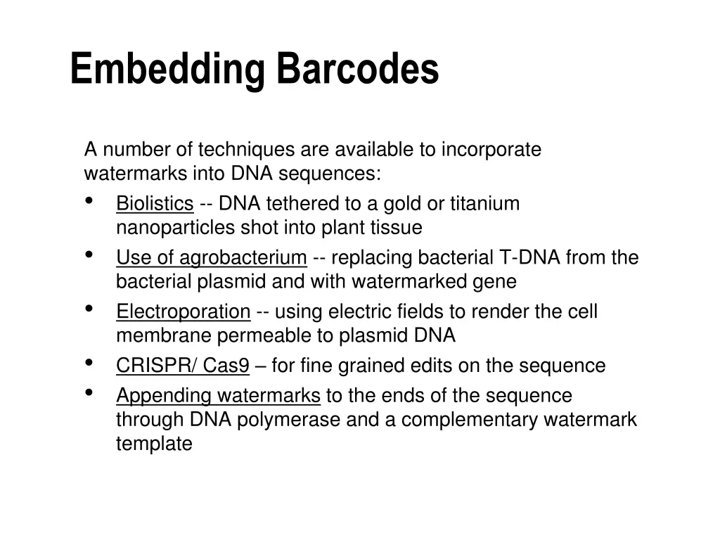 embedding barcodes