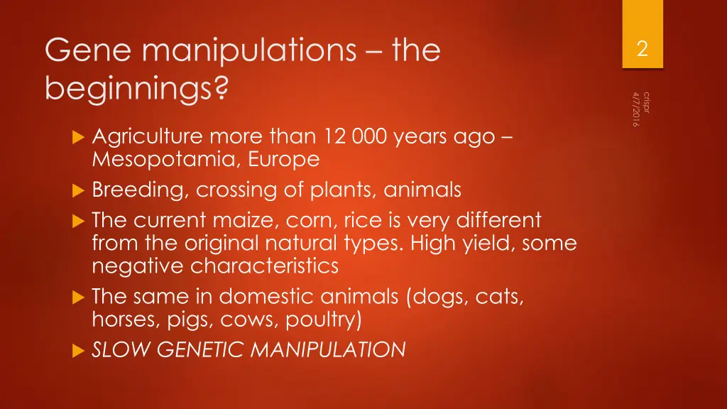 gene manipulations the beginnings