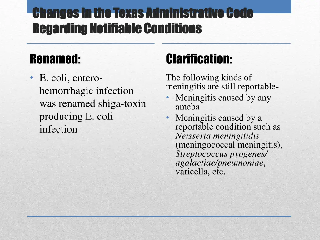 changes in the texas administrative code changes 1