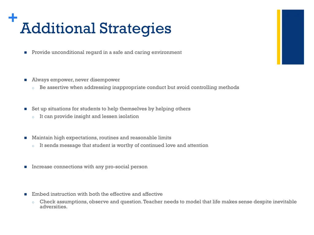 additional strategies