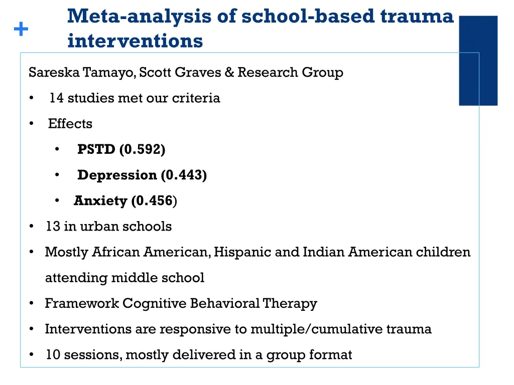 meta analysis of school based trauma interventions