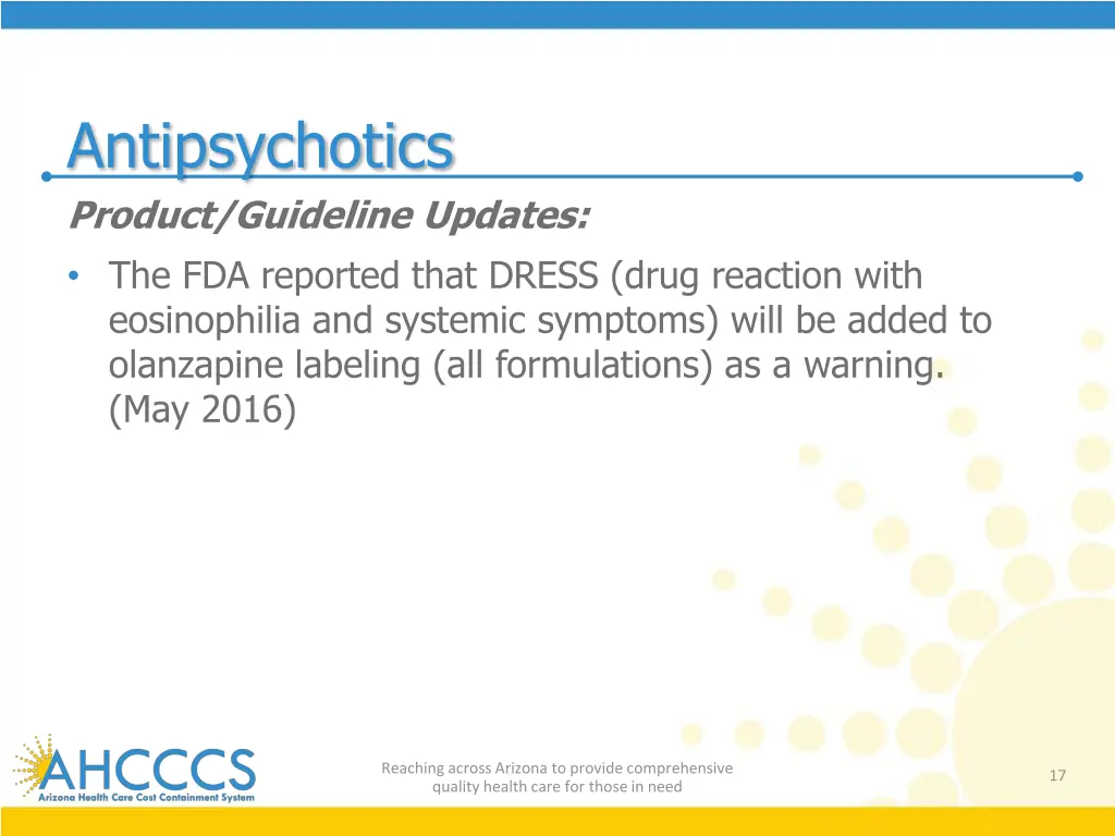 antipsychotics product guideline updates