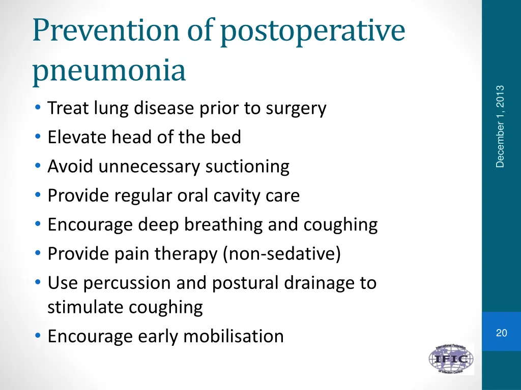 prevention of postoperative pneumonia treat lung